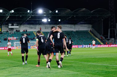 Nodar Lominadze, Polonya ve Gürcistan milli takımları arasında oynanan UEFA Euro U-21 2025 maçında gol attıktan sonra kutlama yaparken görüldü (Maciej Rogowski)
