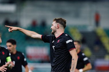 Nodar Lominadze, Polonya ve Gürcistan milli takımları arasında oynanan UEFA Euro U-21 2025 maçında gol attıktan sonra kutlama yaparken görüldü (Maciej Rogowski)