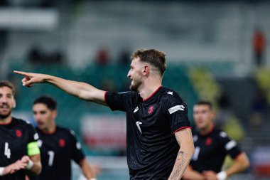 Nodar Lominadze, Polonya ve Gürcistan milli takımları arasında oynanan UEFA Euro U-21 2025 maçında gol attıktan sonra kutlama yaparken görüldü (Maciej Rogowski)