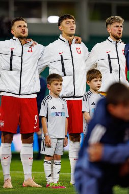 Polonya ve Gürcistan milli takımları arasında oynanan UEFA Euro U-21 2025 maçında Filip Szymczak, Patryk Peda ve Kacper Tobiasz görüldü (Maciej Rogowski)