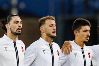 Polonya ve Gürcistan milli takımları arasında oynanan UEFA Euro U-21 2025 maçında Saba Sazonov, Nodar Lomanidze ve Giorgi Masuradze görüldü (Maciej Rogowski)