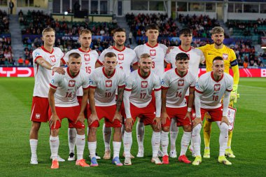 Polonya ve Gürcistan milli takımları arasında oynanan UEFA U-21-2025 maçında Polonyalı oyuncular görüldü (Maciej Rogowski)