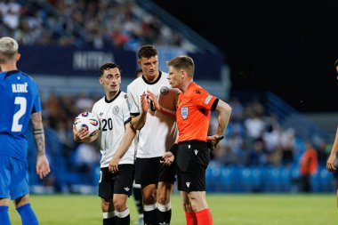 Paul Nubel, Eric Martel ve Jacob A Sundberg, Almanya ve Slovenya milli takımları arasında oynanan UEFA Euro U-21 2025 maçında görüldü (Maciej Rogowski)