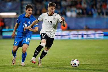 Almanya ve Slovenya milli takımları arasında oynanan UEFA U-21 2025 maçında Marko Brest ve Brajan Gruda görüldü (Maciej Rogowski)