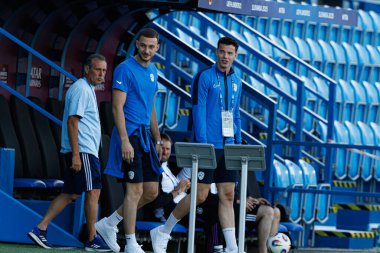 Martin Turk ve Luka Topaloviç, Almanya ve Slovenya milli takımları arasında oynanan UEFA U-21 2025 maçında görüldü (Maciej Rogowski)