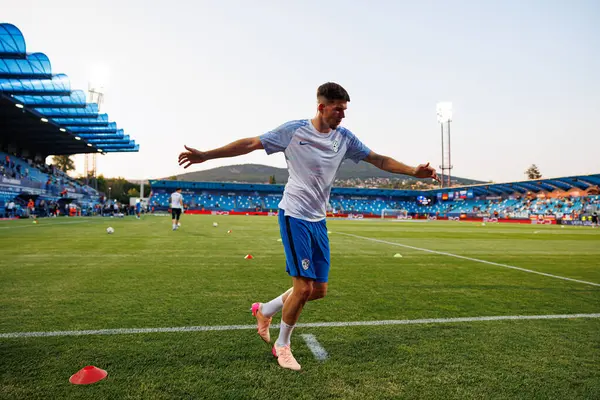 Zan Jevsenak, Almanya ve Slovenya milli takımları arasında oynanan UEFA U-21 2025 maçında görüldü (Maciej Rogowski)