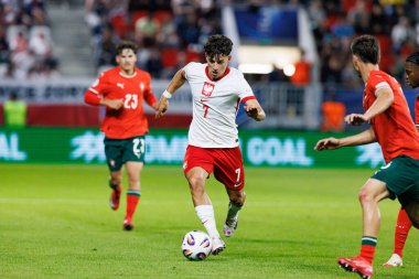Kajetan Szmyt, Portekiz ve Polonya milli takımları arasında oynanan UEFA U-21 2025 maçında görüldü (Maciej Rogowski)