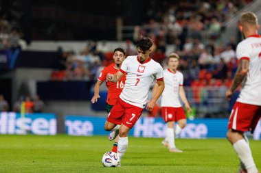 Kajetan Szmyt, Portekiz ve Polonya milli takımları arasında oynanan UEFA U-21 2025 maçında görüldü (Maciej Rogowski)