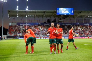 Henrique Araujo ve Joao Marques, Portekiz ve Polonya milli takımları arasında oynanan UEFA Euro U-21 2025 maçında gol attıktan sonra kutlama yaparken görüldü (Maciej Rogowski)