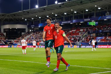 Rodrigo Pinheiro ve Henrique Araujo, Portekiz ve Polonya milli takımları arasında oynanan UEFA Euro U-21 2025 maçında gol attıktan sonra kutlama yaparken görüldü (Maciej Rogowski)