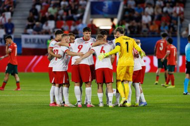 Polonya milli takımları arasında oynanan UEFA U-21-2025 maçında Polonya 'nın oyuncuları görülüyor (Maciej Rogowski)