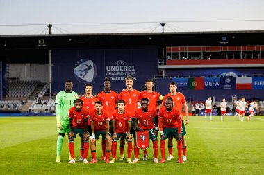 Portekiz milli takımları arasında oynanan UEFA U-21-2025 maçında Portekiz ve Polonya milli takımları (Maciej Rogowski)