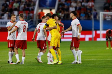 Polonya milli takımları arasında oynanan UEFA U-21-2025 maçında Polonya 'nın oyuncuları görülüyor (Maciej Rogowski)