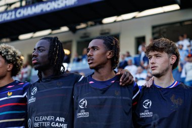 Ismael Doukoure, Noah Edjouma ve Johann Lepenant, UEFA Euro U-21-25 maçında Fransa ve Polonya milli takımları arasında görüldü (Maciej Rogowski)