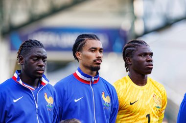 Christian Mawissa, Jean-Matteo Bahoya ve Obed Nkambadio, UEFA Euro U-21-25 maçında Fransa ve Polonya milli takımları arasında görüldü (Maciej Rogowski)