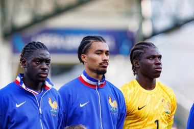 Christian Mawissa, Jean-Matteo Bahoya ve Obed Nkambadio, UEFA Euro U-21-25 maçında Fransa ve Polonya milli takımları arasında görüldü (Maciej Rogowski)