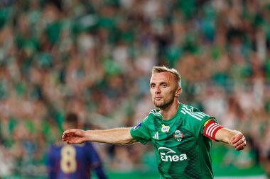 Jan Grzesik, PKO BP Ekstraklasa maçında Radomiak Radom ve Pogon Szczecin (Maciej Rogowski) takımları arasında attığı golü kutlarken görüldü.)