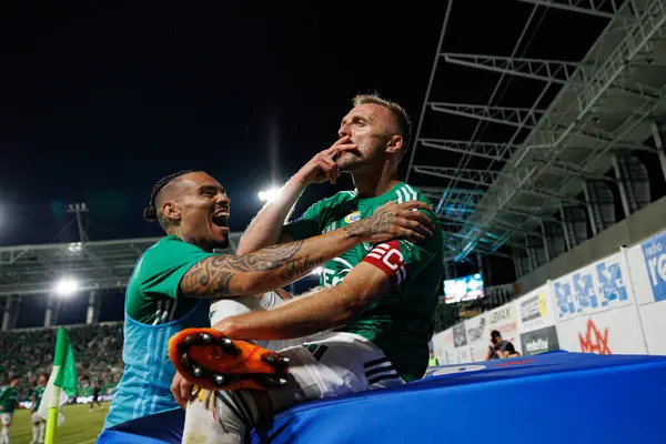 Maurides ve Jan Grzesik, Radomiak Radom ve Pogon Szczecin (Maciej Rogowski) takımları arasındaki PKO BP Ekstraklasa maçında gol attıktan sonra kutlama yaparken görüldü.)