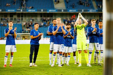 UEFA Şampiyonlar Ligi karşılaşmasında görülen Lech oyuncuları. Lech Poznan ve Breidablik Kopavogur (Maciej Rogowski)