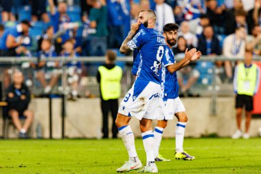 Mikael Ishak UEFA Şampiyonlar Ligi maçında gol attıktan sonra kutlama yaparken görüldü. Lech Poznan ve Breidablik Kopavogur (Maciej Rogowski)