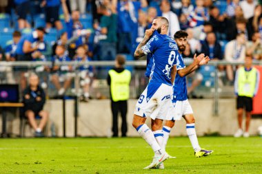 Mikael Ishak UEFA Şampiyonlar Ligi maçında gol attıktan sonra kutlama yaparken görüldü. Lech Poznan ve Breidablik Kopavogur (Maciej Rogowski)