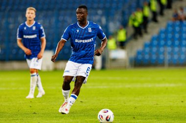 Timothy Ouma UEFA Şampiyonlar Ligi maçında görüldü. Lech Poznan ve Breidablik Kopavogur (Maciej Rogowski)