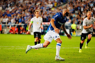 Mikael Ishak UEFA Şampiyonlar Ligi maçında gol attıktan sonra kutlama yaparken görüldü. Lech Poznan ve Breidablik Kopavogur (Maciej Rogowski)