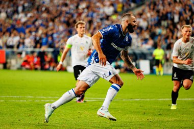 Mikael Ishak UEFA Şampiyonlar Ligi maçında gol attıktan sonra kutlama yaparken görüldü. Lech Poznan ve Breidablik Kopavogur (Maciej Rogowski)