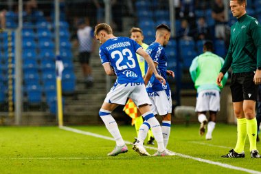 Filip Jagiello ve Gisli Thordarson UEFA Şampiyonlar Ligi karşılaşmasında görüldü. Lech Poznan ve Breidablik Kopavogur (Maciej Rogowski)