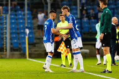 Filip Jagiello ve Gisli Thordarson UEFA Şampiyonlar Ligi karşılaşmasında görüldü. Lech Poznan ve Breidablik Kopavogur (Maciej Rogowski)