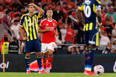 Henrique Araujo, SL Benfica ve Fenerbahçe SK (Maciej Rogowski) arasında oynanan Eusebio Cup maçında gol attıktan sonra kutlama yaparken görüldü.)