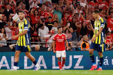 Henrique Araujo, SL Benfica ve Fenerbahçe SK (Maciej Rogowski) arasında oynanan Eusebio Cup maçında gol attıktan sonra kutlama yaparken görüldü.)