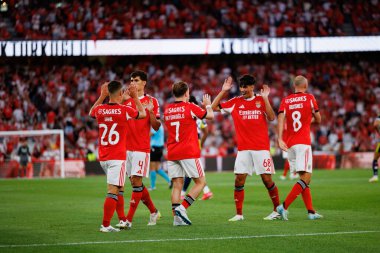 Kerem Akturkoglu, SL Benfica ile Fenerbahçe SK (Maciej Rogowski) arasında oynanan Eusebio Cup maçında gol attıktan sonra kutlama yaparken görüldü.)