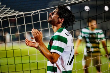 Francisco Trincao, Liga Portekiz maçı sırasında Estadio Belediyesi Rio Maior 'daki Casa Pia ve Sporting CP takımları arasında görüldü (Maciej Rogowski)