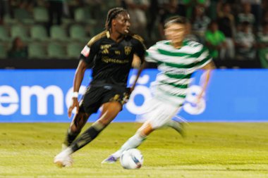 Kelian Nsona, Liga Portekiz maçı sırasında Estadio Belediyesi Rio Maior 'da Casa Pia ve Sporting CP takımları arasında görüldü (Maciej Rogowski)