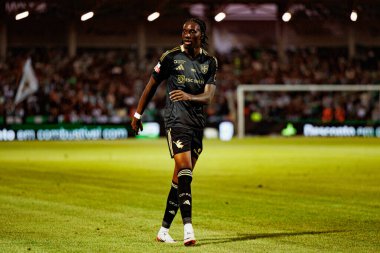 Kelian Nsona, Liga Portekiz maçı sırasında Estadio Belediyesi Rio Maior 'da Casa Pia ve Sporting CP takımları arasında görüldü (Maciej Rogowski)