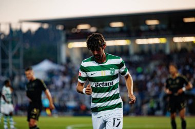 Francisco Trincao, Liga Portekiz maçı sırasında Estadio Belediyesi Rio Maior 'daki Casa Pia ve Sporting CP takımları arasında görüldü (Maciej Rogowski)