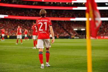 Andreas Schjelderup, Şampiyonlar Ligi üçüncü tur eleme maçında SL Benfica ve OGC Nice (Maciej Rogowski) arasında görüldü.)