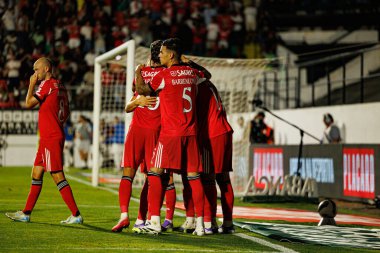 Benfica oyuncuları Liga Portekiz maçında Estrela Amadora ve SL Benfica takımları arasında Estadio Jose Gomes (Maciej Rogowski)