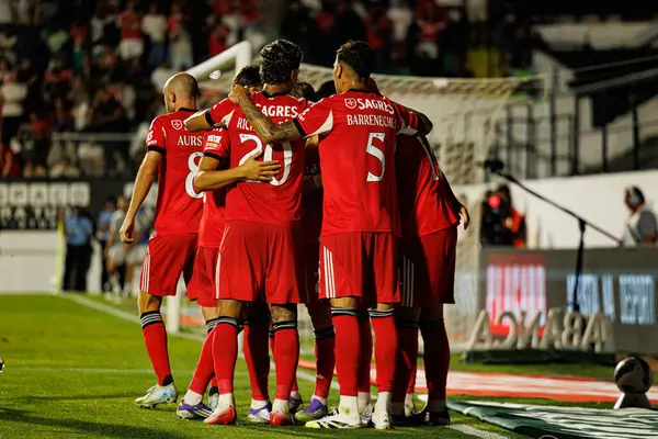 Benfica oyuncuları Liga Portekiz maçında Estrela Amadora ve SL Benfica takımları arasında Estadio Jose Gomes (Maciej Rogowski)