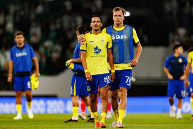 Pedro Santos ve Alex Pinto Liga Portekiz maçı sırasında Estadio Jose Alvalade 'de (Maciej Rogowski) Sporting CP ve FC Arouca takımları arasında görüldü.)