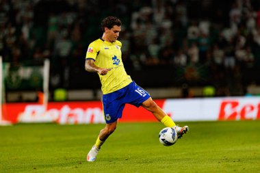 Arnau Sola, Liga Portekiz maçı sırasında Estadio Jose Alvalade 'de (Maciej Rogowski) Sporting CP ve FC Arouca takımları arasında görüldü.)