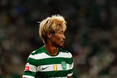 Hidemasa Morita, Liga Portekiz maçı sırasında Estadio Jose Alvalade 'de (Maciej Rogowski) Sporting CP ve FC Arouca takımları arasında görüldü.)