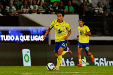 Taichi Fukui, Liga Portekiz maçı sırasında Estadio Jose Alvalade 'de (Maciej Rogowski) Sporting CP ve FC Arouca takımları arasında görüldü.)