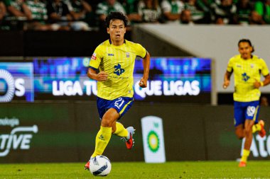 Taichi Fukui, Liga Portekiz maçı sırasında Estadio Jose Alvalade 'de (Maciej Rogowski) Sporting CP ve FC Arouca takımları arasında görüldü.)