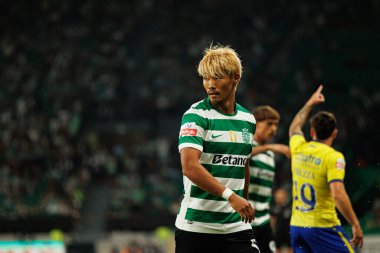 Hidemasa Morita, Liga Portekiz maçı sırasında Estadio Jose Alvalade 'de (Maciej Rogowski) Sporting CP ve FC Arouca takımları arasında görüldü.)