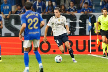 Alvaro Carreras, Carlos Tartiere Stadyumu 'ndaki Real Oviedo ve Real Madrid FC takımları arasında oynanan maçta görüldü (Maciej Rogowski)