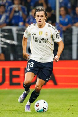 Alvaro Carreras, Carlos Tartiere Stadyumu 'ndaki Real Oviedo ve Real Madrid FC takımları arasında oynanan maçta görüldü (Maciej Rogowski)