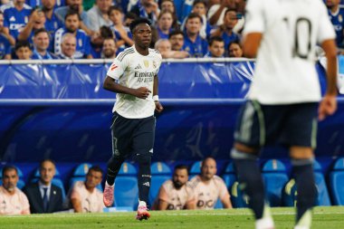 Küçük Vinicius, Carlos Tartiere Stadyumu 'ndaki Real Oviedo ve Real Madrid FC takımları arasında oynanan LaLiga EA SPORTS maçı sırasında görüldü (Maciej Rogowski)