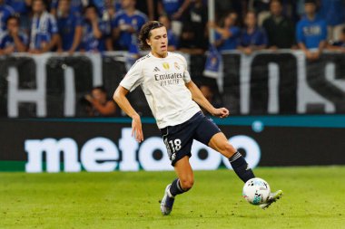 Alvaro Carreras, Carlos Tartiere Stadyumu 'ndaki Real Oviedo ve Real Madrid FC takımları arasında oynanan maçta görüldü (Maciej Rogowski)